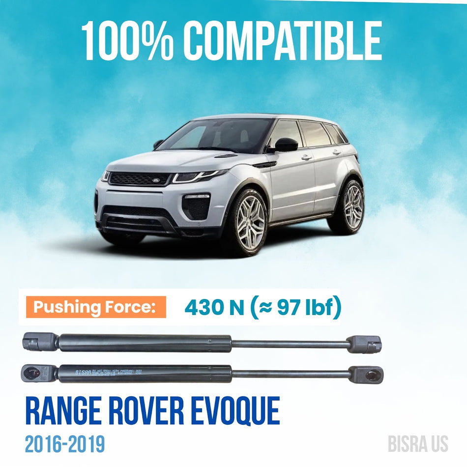 BISRA Hood Gas Strut, Compatible with Range Rover Evoque 2016-2019, 430N Lift Support (OEM: LR025400)