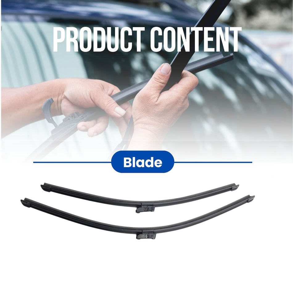 Silbak Wiper Blade compatible with Audi TT Roadster 2019-2023, Front 2-Piece Muson Pro Set, Driver Side 24" (600 mm), Passenger Side 20" (500 mm), Vehicle-Specific Clips 8S1998002