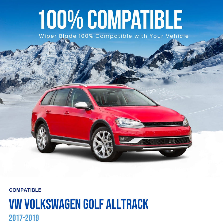 Silbak Front & Rear Wiper Blade Set, Compatible with VW Volkswagen Golf Alltrack 2017-2019, Driver Side 26" (650mm), Passenger Side 18" (450mm), Rear 12" (300mm) (OEM: 5GM998002)