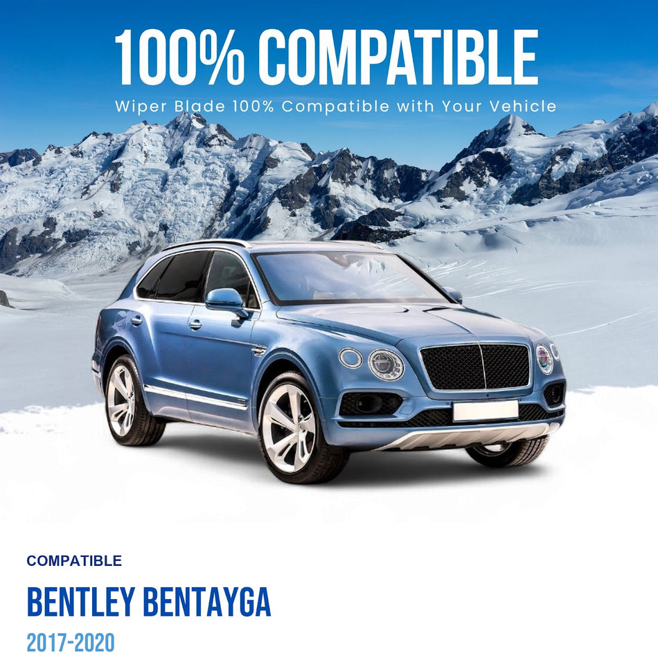 Silbak Front & Rear Wiper Blade Set, Compatible with Bentley Bentayga 2017-2020, Driver Side 25" (635mm), Passenger Side 20" (500mm), Rear 16" (400mm) (OEM: 4M8998002B)
