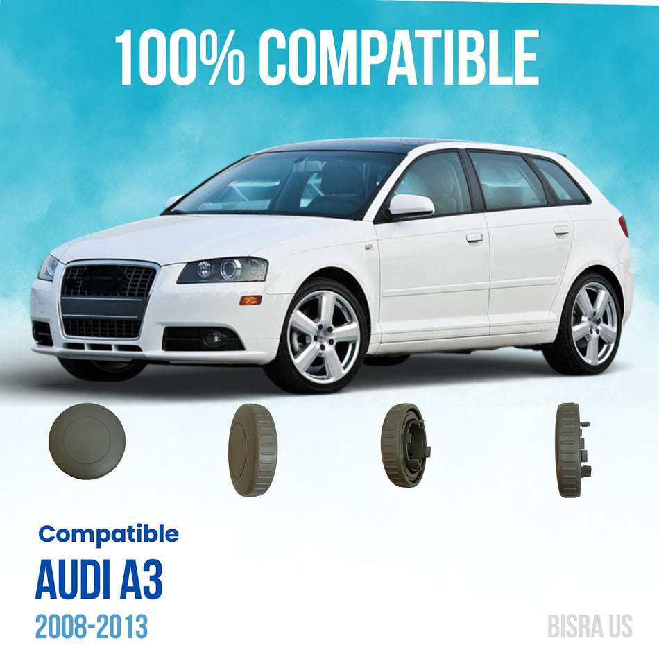 BISRA Front Seat Backrest Adjustment Knob Compatible with Audi A3 2008-2013, Gray ABS Plastic, 3.5 in (88.9 mm) Dia x 0.75 in (19.05 mm) Thick, 8P4881671, 8P4 881 671