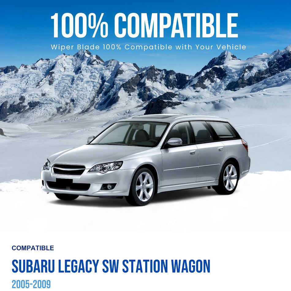 Silbak Front & Rear Wiper Blade Set, Compatible with Subaru Legacy SW Station Wagon 2005-2009, Driver Side 24" (600mm), Passenger Side 18" (450mm), Rear 14" (350mm)