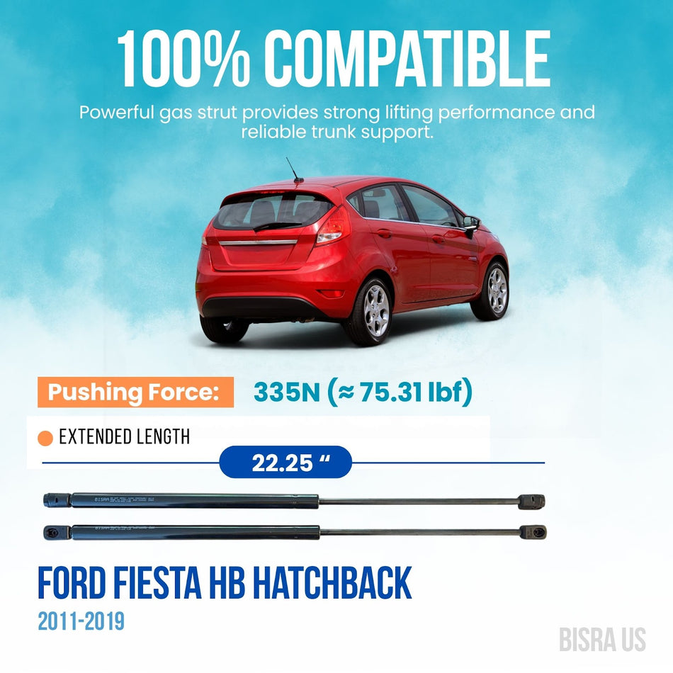BISRA Trunk Gas Strut, compatible with Ford Fiesta HB Hatchback 2011-2019, Rear Hatch Struts Set of 2, Pushing Force 335N (75.31 lbf), Extended Length 22.25 in (565.15 mm),