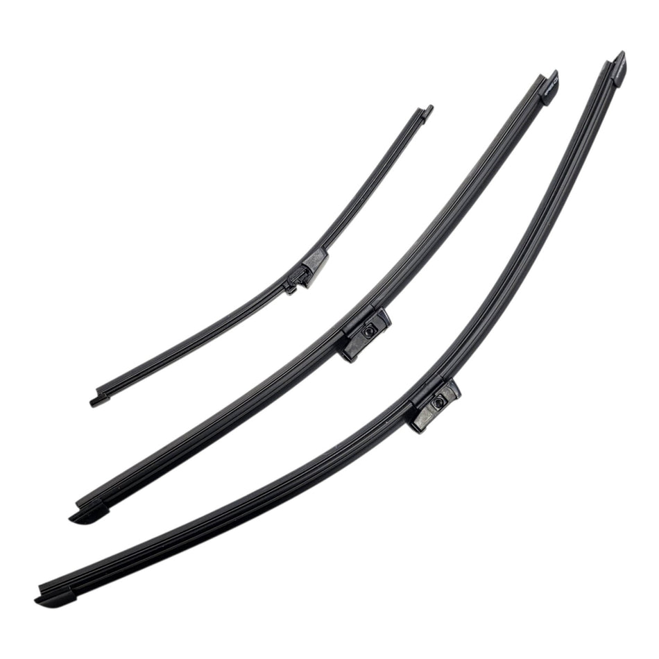 Silbak Front & Rear Wiper Blade Set, Compatible with VW Volkswagen Rabbit 2006-2009, Driver Side 24" (600mm), Passenger Side 19" (480mm), Rear 14" (350mm) (OEM: 1Q1998002A)