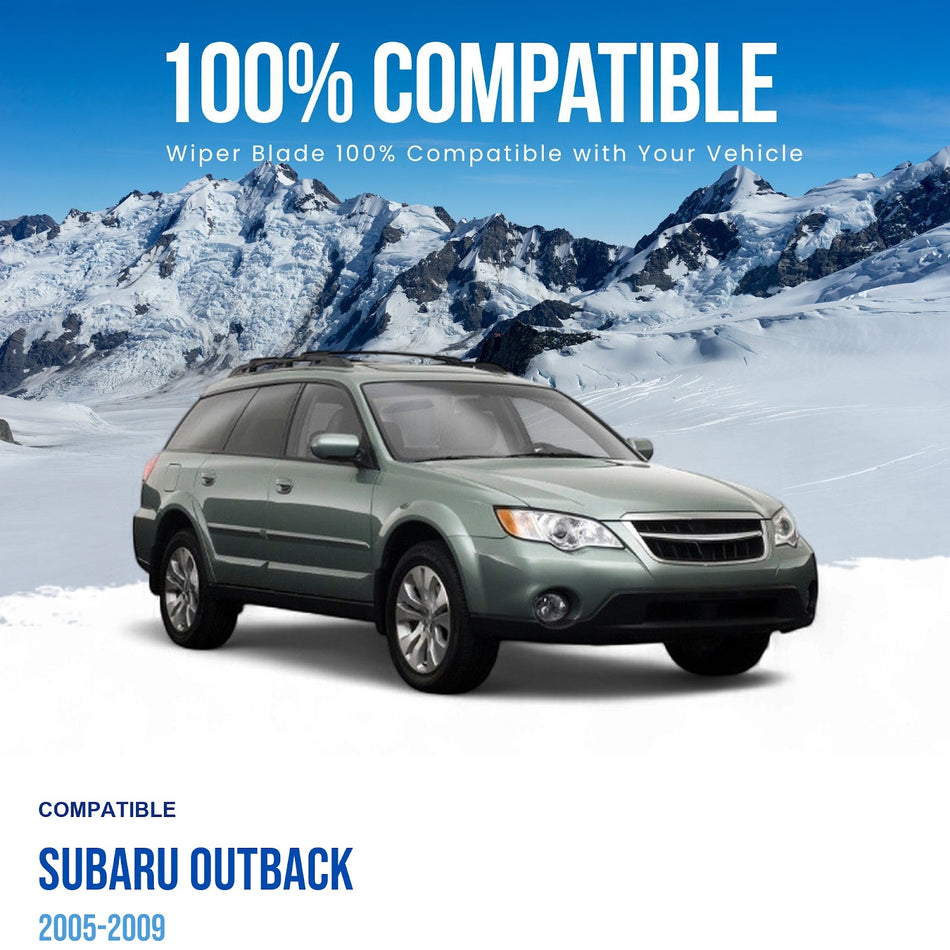Silbak Front & Rear Wiper Blade Set, Compatible with Subaru Outback 2005-2009, Driver Side 24" (600mm), Passenger Side 18" (450mm), Rear 14" (350mm)