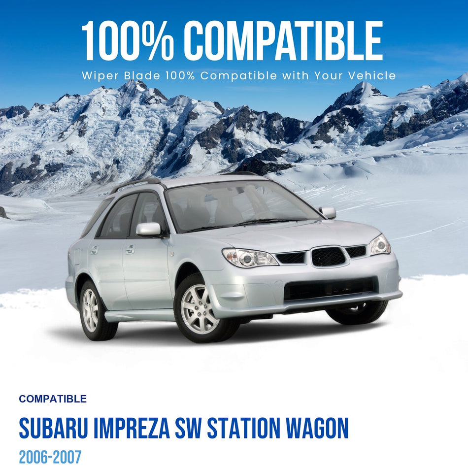 Silbak Front & Rear Wiper Blade Set, Compatible with Subaru Impreza SW Station Wagon 2006-2007, Driver Side 22" (550mm), Passenger Side 16" (400mm), Rear 14" (350mm)