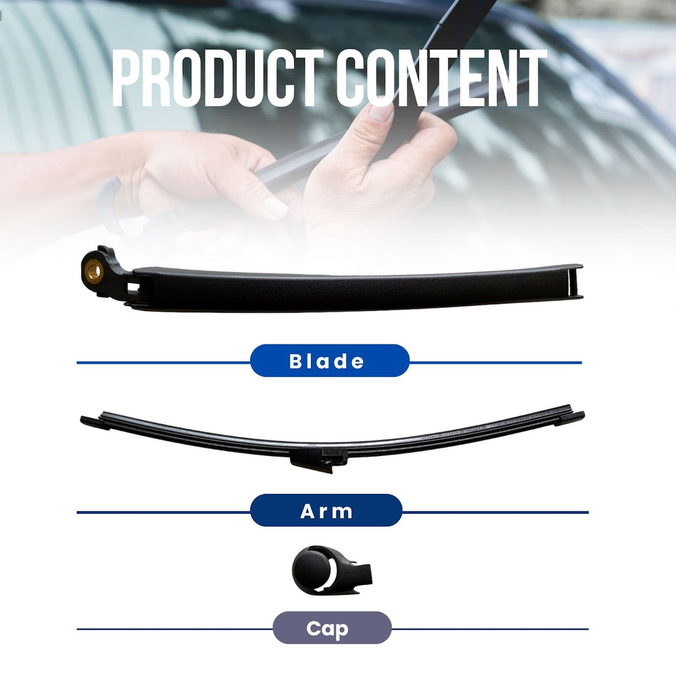 MAXTEL Rear Wiper Blade & Arm Compatible with Volkswagen VW Tiguan 2008-2011 13 in (330 mm) Black Quick-Clip 1 Set 1-Year Manufacturer Warranty