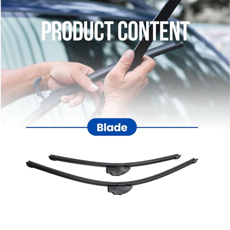 Silbak Wiper Blade compatible with Cadillac CTS 2014-2019 Front 2-Piece Set Driver Side 24" (600 mm) Passenger Side 18" (450 mm)