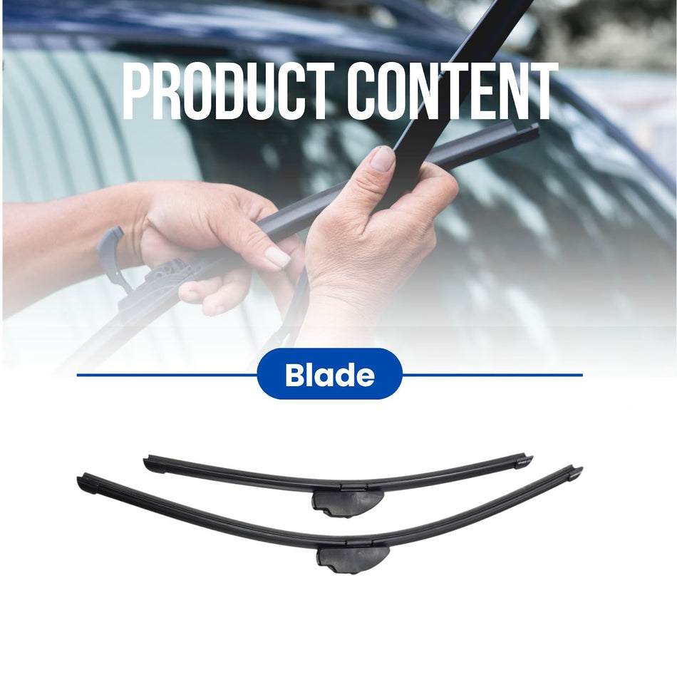 Silbak Front Wiper Blade Set, Compatible with Mazda 3 HB Hatchback 2014-2018, Driver Side 24" (600mm), Passenger Side 18" (450mm) (OEM: BHS267330)