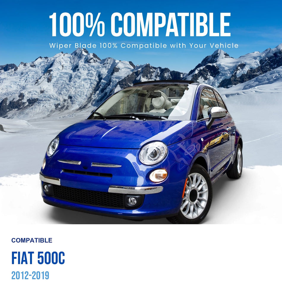 Silbak Front Wiper Blade Set, Compatible with Fiat 500C 2012-2019, Driver Side 24" (600mm), Passenger Side 14" (350mm)