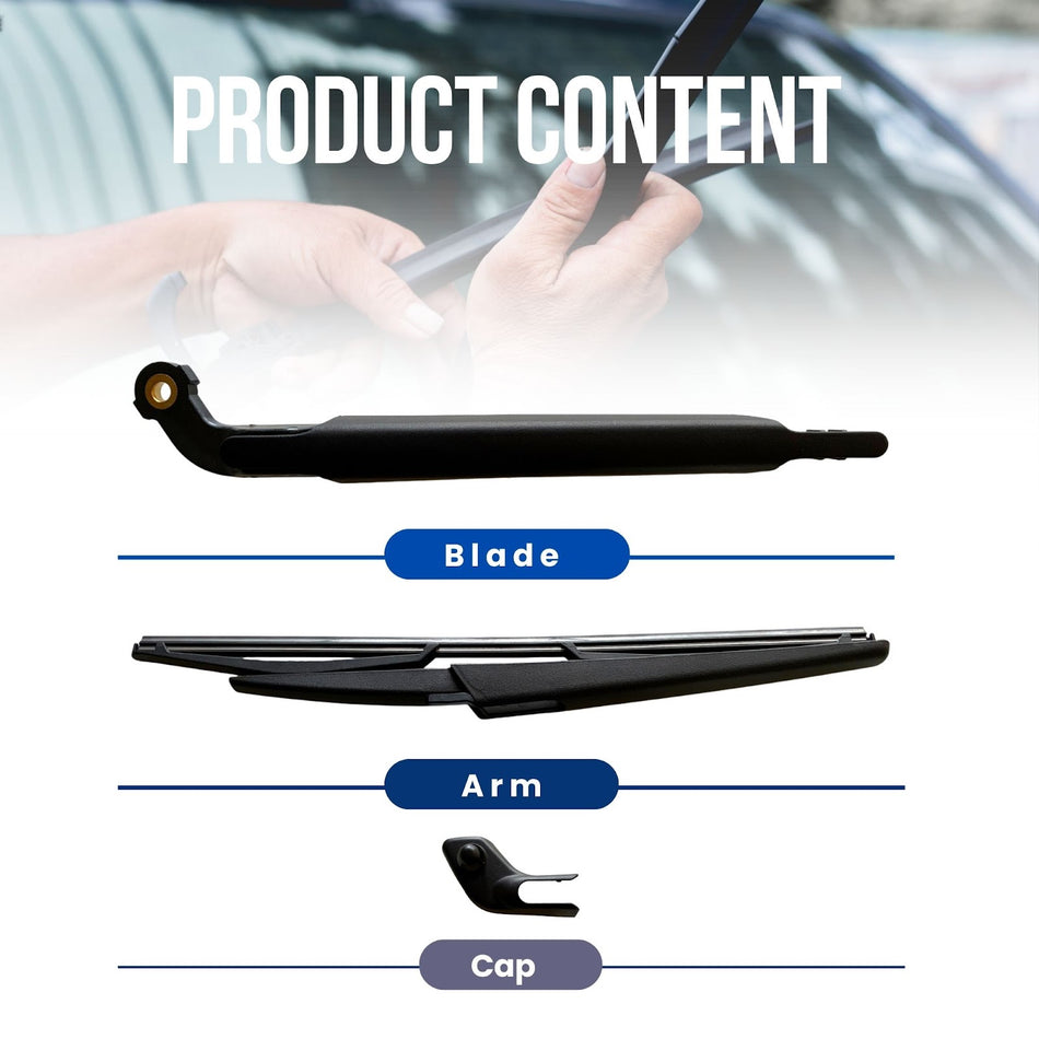 MAXTEL Rear Wiper Blade & Arm, Compatible with Volvo XC70 Cross Country 2005-2007, SIZE: 370MM, Black, Quick-Clip Adaptor, 100% Compatible, 1-Year Manufacturer Warranty