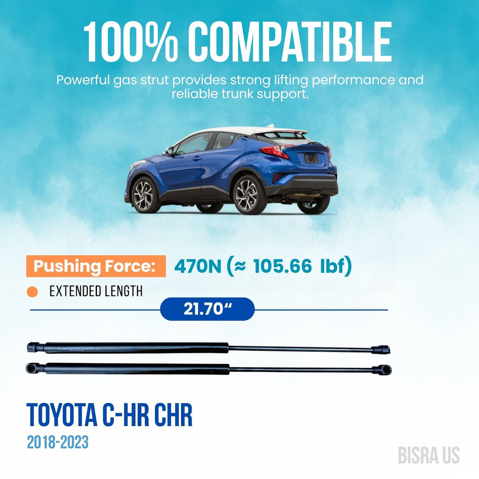BISRA Trunk Gas Strut compatible with Toyota C-HR CHR 2018-2023 Rear Hatch Struts 470N 21.70in (551.18mm) Set of 2 Made in Turkey