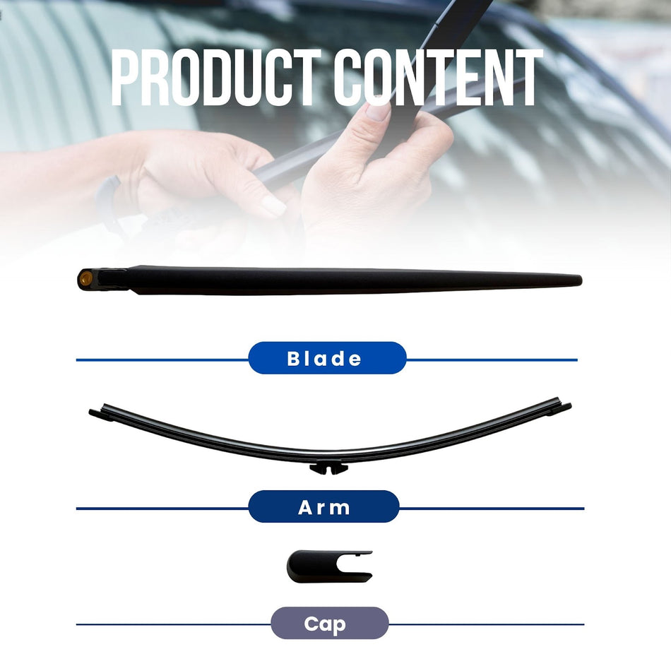 MAXTEL Rear Wiper Arm & Blade compatible with Volvo C30 2006-2010, Size 310 mm (12.2 in), Quick-Clip adaptor, 100% Compatible, 1-Year Manufacturer Warranty