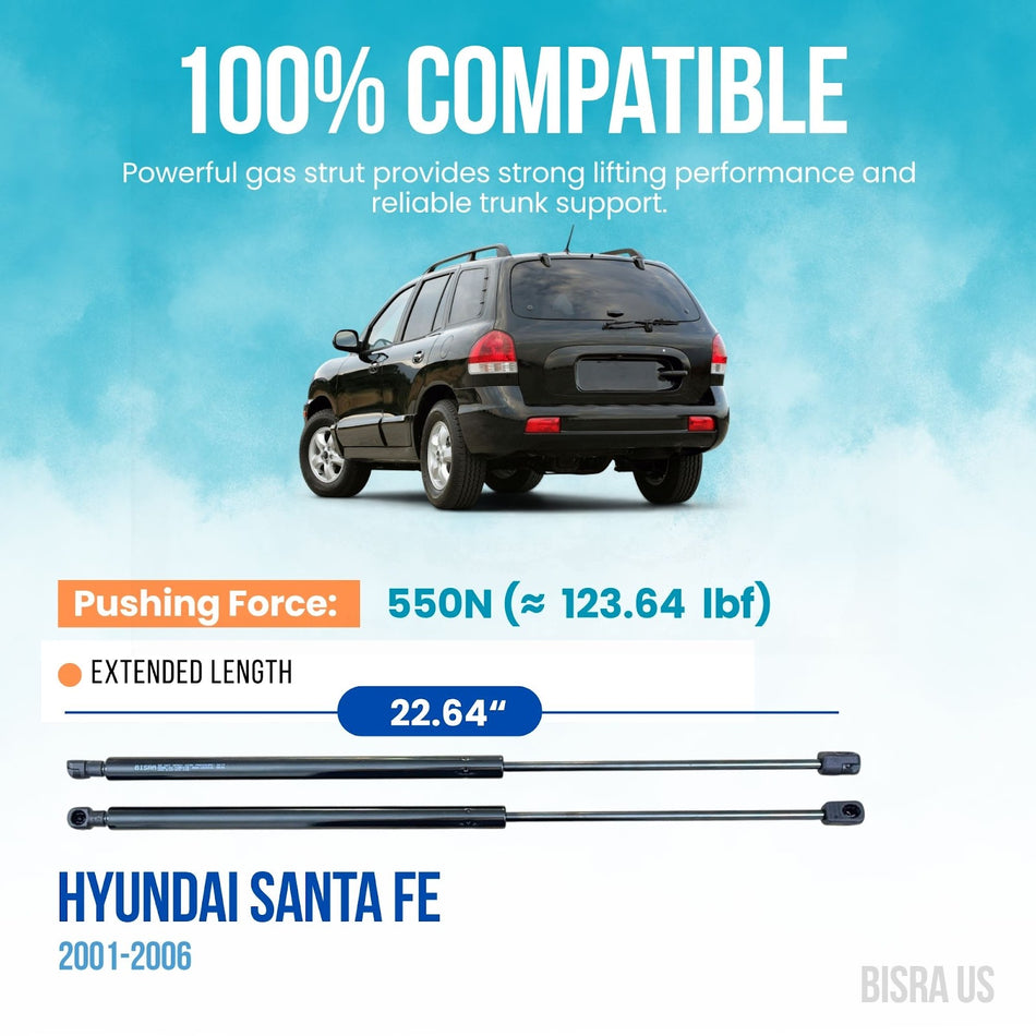 BISRA Trunk Gas Strut compatible with Hyundai Santa Fe 2001-2006 Rear Hatch Struts Set of 2 550N 22.64 in (575 mm)