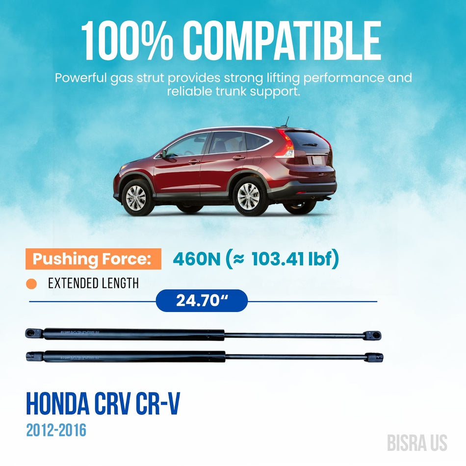 BISRA Trunk Gas Strut compatible with Honda CRV CR-V 2012-2016 Rear Hatch Struts Set of 2, 460N (103.41 lbf), Extended Length 24.70 in (627.38 mm)