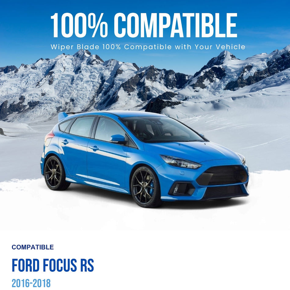 Silbak Front & Rear Wiper Blade Set, Compatible with Ford Focus RS 2016-2018, Driver Side 28" (700mm), Passenger Side 28" (700mm), Rear 12" (300mm)