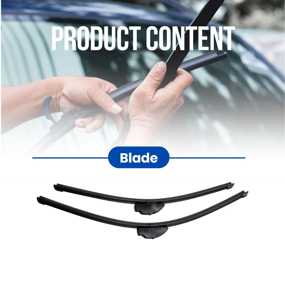 Silbak Muson Pro Flat Wiper Blades Set compatible with Infiniti QX56 2004-2010 Front Driver Side 24" (60cm/600mm) Passenger Side 22" (55cm/550mm) Clip-On Front, Made in Turkey