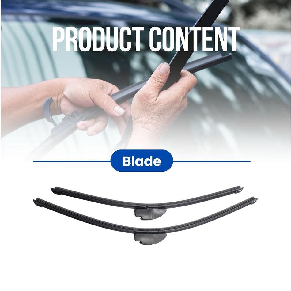 Silbak Muson Pro Flat Wiper Blades Set of Two, Compatible with Chevrolet Camaro 2019-2024, Front Driver Side 24 in (600 mm) Passenger Side 21 in (530 mm)