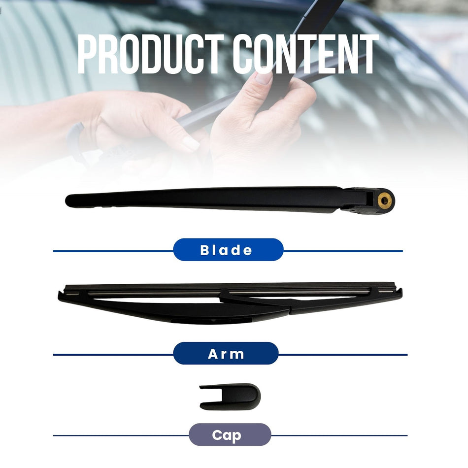 MAXTEL Rear Wiper Blade & Arm compatible with Mazda CX-3 2015-2021 Size 260MM (10.24 in) Black 1 Set 1-Year Manufacturer Warranty