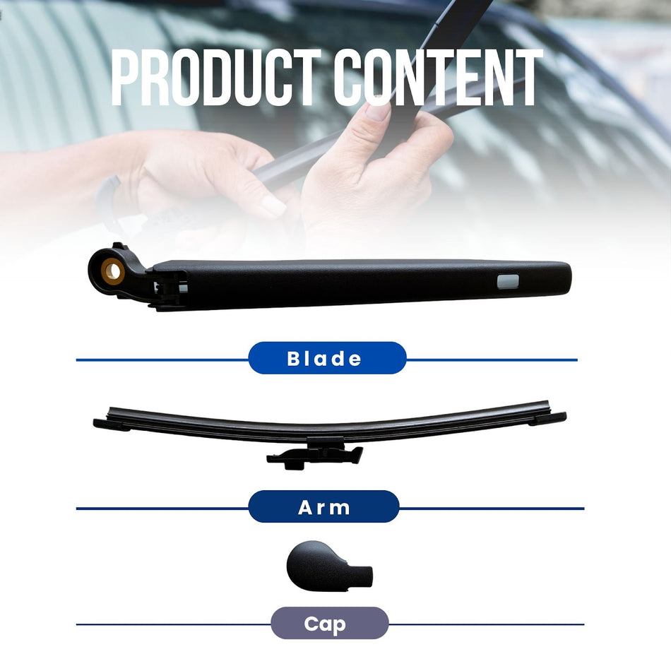 MAXTEL Rear Wiper Blade & Arm compatible with Volkswagen VM Golf 8 2022-2026 9.84 in (250 mm) Black, 1-Year Manufacturer Warranty