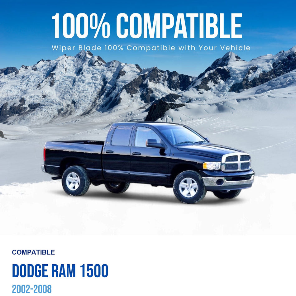 MAXTEL Front Wiper Blade Set, Compatible with Dodge RAM 1500 2002-2008, Driver Side 24" (600mm), Passenger Side 24" (600mm)
