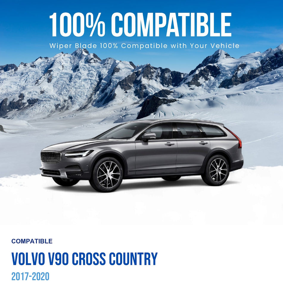 Silbak Front & Rear Wiper Blade Set, Compatible with Volvo V90 Cross Country 2017-2020, Driver Side 25" (635mm), Passenger Side 20" (500mm), Rear 14" (350mm) (OEM: 32282838)