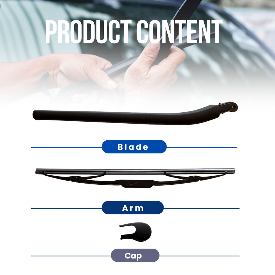 MAXTEL Rear Wiper Arm Blade compatible with BMW 5-Series Touring 2004-2010, 5 Series E61 SW 2003-2010, 14.76 in (375 mm), Quick-Clip Adaptor, 1-Year Manufacturer Warranty