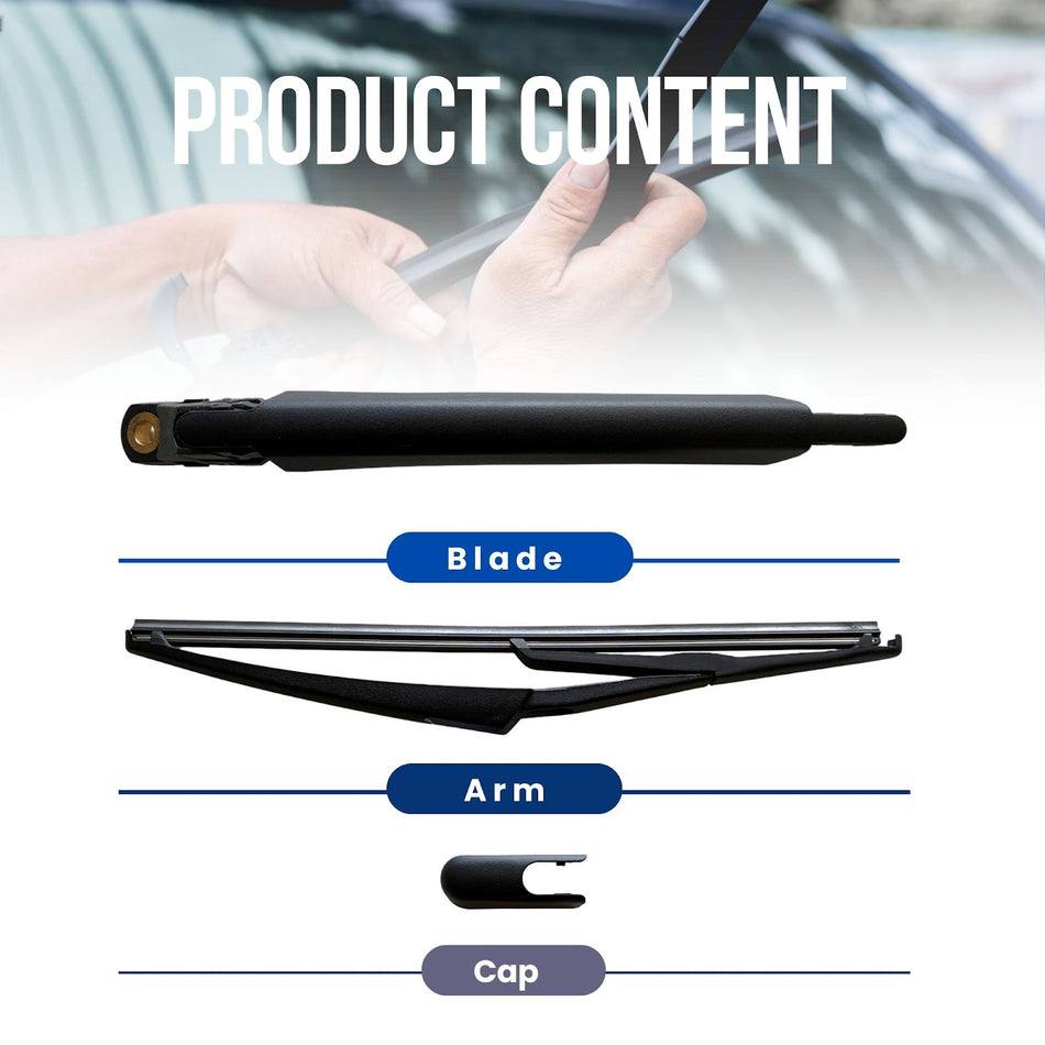 MAXTEL Rear Wiper Blade & Arm compatible with Mercedes-Benz R-Class W251 2006-2013, Size 305MM (12.01 in), 100% Compatible, Quick-Clip Adaptor, Easy Installation, Black, 1 Set, 1-Year Manufacturer Warranty