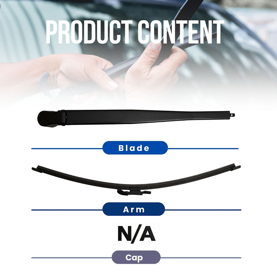 MAXTEL Rear Wiper Blade & Arm Compatible with Porsche Macan 2014-2019, Size 15.75 in (400MM), Pre-mounted "Quick-Clip" adaptor, 100% Compatible, Black, 1-Year Manufacturer Warranty