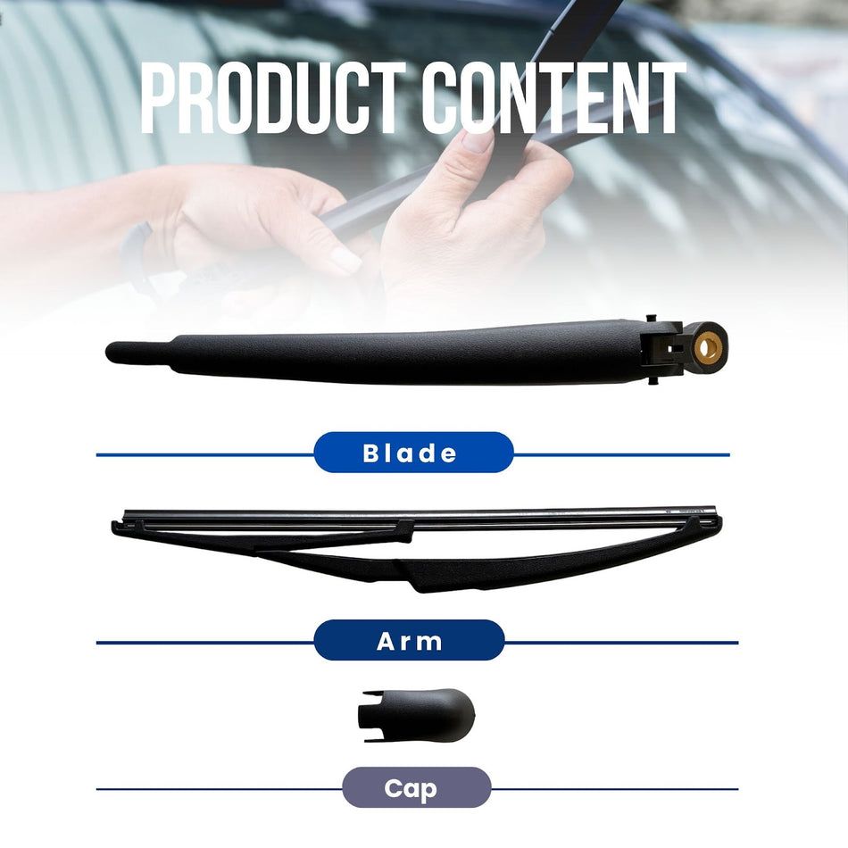 MAXTEL Rear Wiper Blade & Arm Compatible Fiat 500L 2014-2020 SIZE 12.2 in (310 mm) 100% Compatible Quick-Clip Adaptor Easy Installation Black 1-Year Manufacturer Warranty