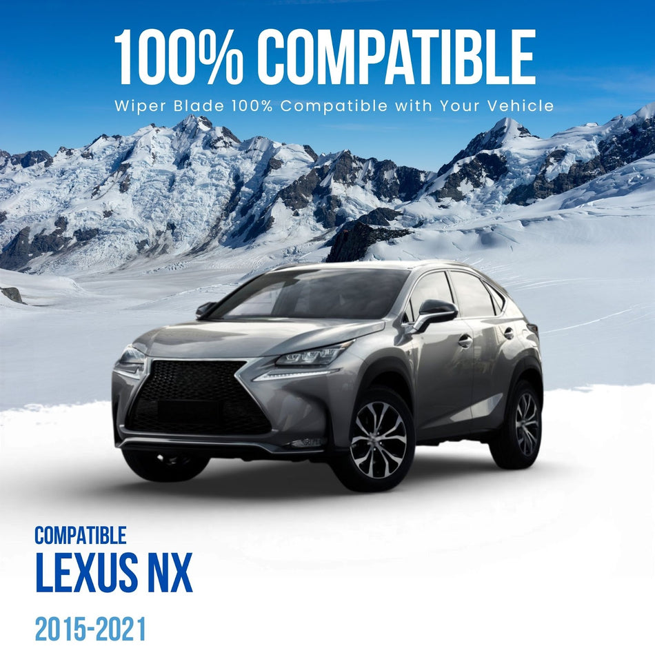 Silbak Windshield Wiper Blade Set compatible with Lexus NX 2015-2021, Driver Side 26 in (650 mm) Passenger Side 16 in (400 mm) Flat Wiper Blade