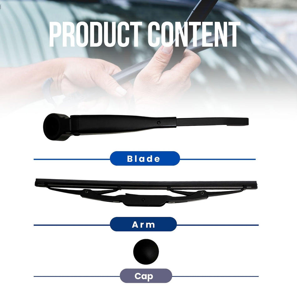 MAXTEL Rear Wiper Blade & Arm Compatible with Jeep Compass 2011-2015, 10.83 in (275 mm) Black, 100% Compatible, 1-Year Manufacturer Warranty