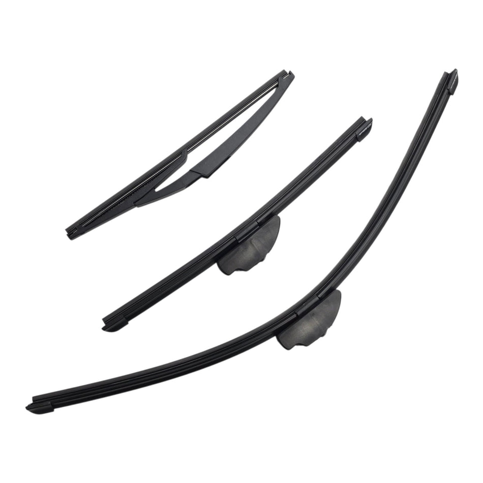 Silbak Front & Rear Wiper Blade Set, Compatible with Fiat 500e 2014-2019, Driver Side 24" (600mm), Passenger Side 14" (350mm), Rear 12" (300mm)
