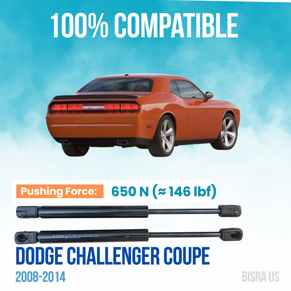 BISRA Trunk Gas Strut, Compatible with Dodge Challenger Coupe 2008-2014, 650N Lift Support (OEM: 04589645AA, 04589645AB)