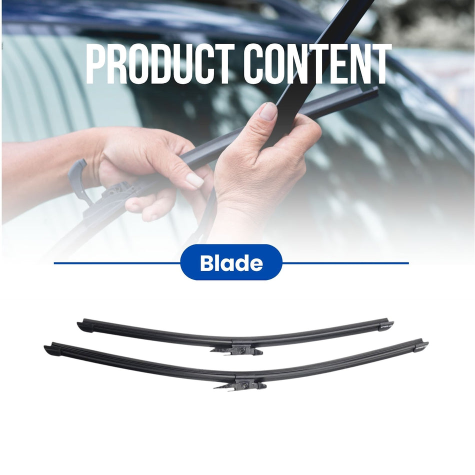 Silbak MUSON PRO Flat Wiper Blade Front Set compatible with BMW 2 Series 228 F22 Coupe 2014-2016, Driver Side 22 in (550 mm) Passenger Side 18 in (450 mm) 61615A43583