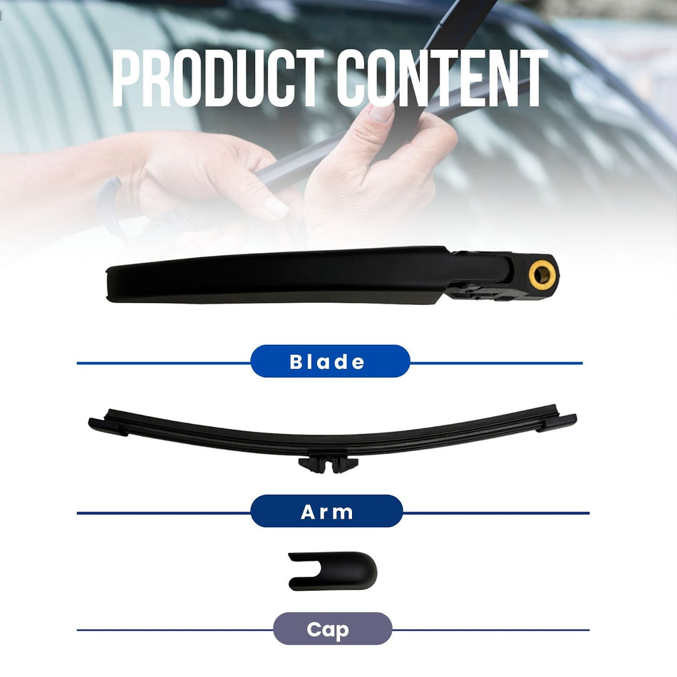 MAXTEL Rear Wiper Blade & Arm Compatible with MINI Cooper Countryman F60 2017-2023, Size 260mm (10.24 in), 100% Compatible, Quick-Clip Adaptor, 1-Year Manufacturer Warranty, Black