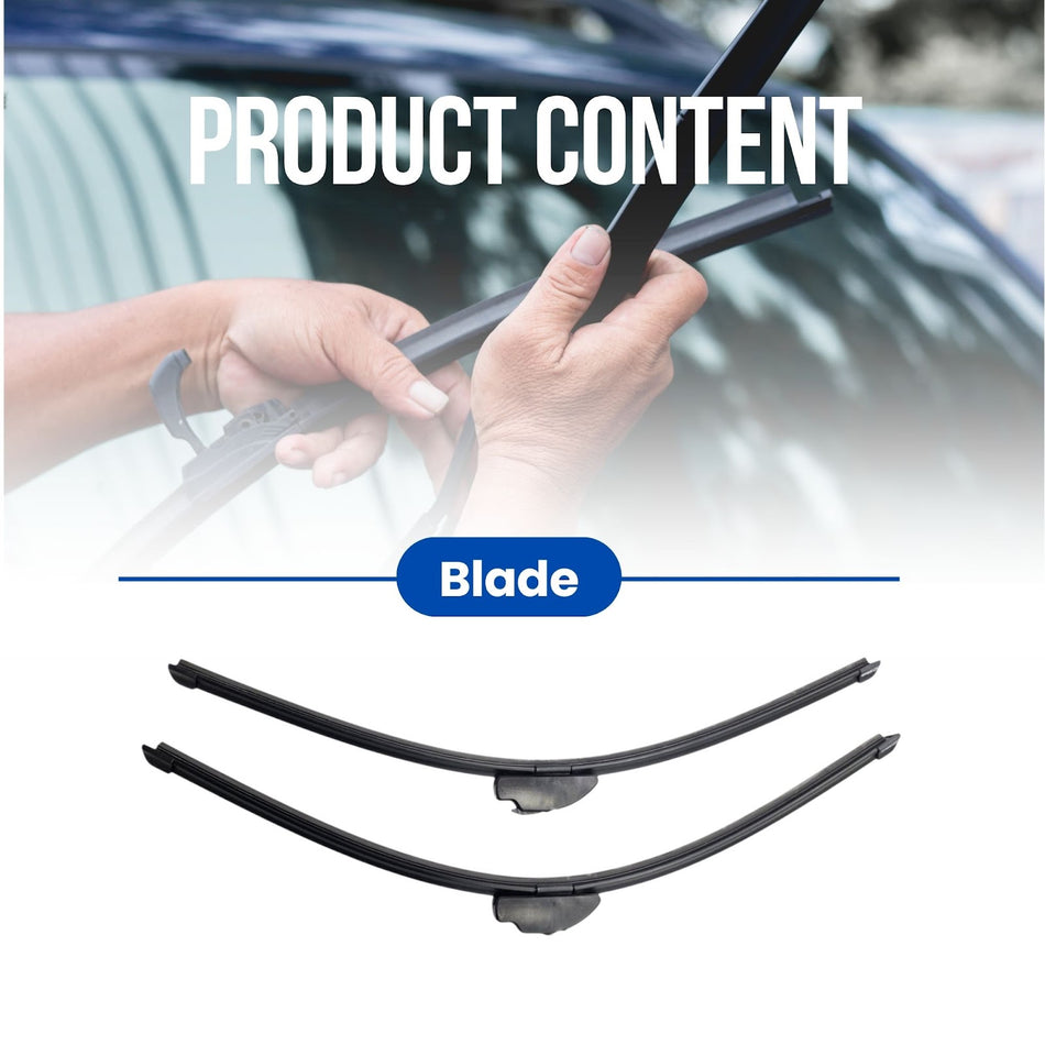 Silbak Front Windshield Wiper Blade 2-Piece Set Compatible with Infiniti QX80 2014-2018 Driver Side 24 in (600 mm) Passenger Side 24 in (600 mm) Clip-On Front