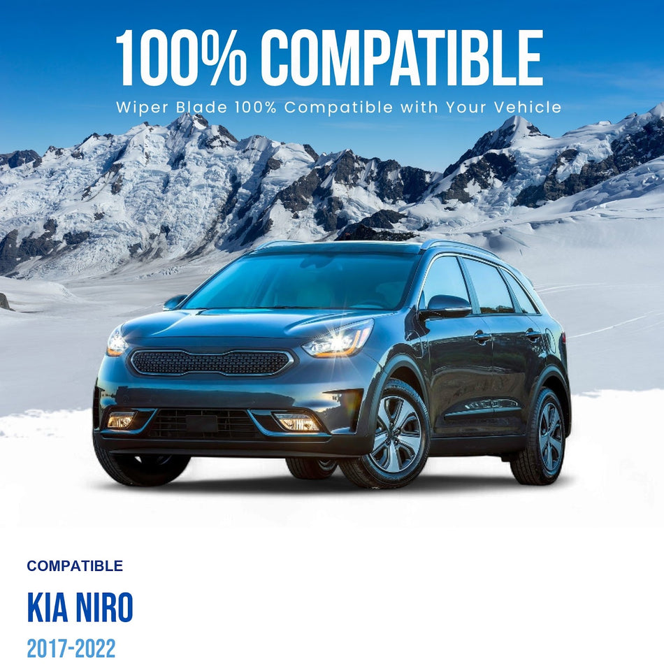 Silbak Front & Rear Wiper Blade Set, Compatible with Kia Niro 2017-2022, Driver Side 26" (650mm), Passenger Side 16" (400mm), Rear 12" (300mm)