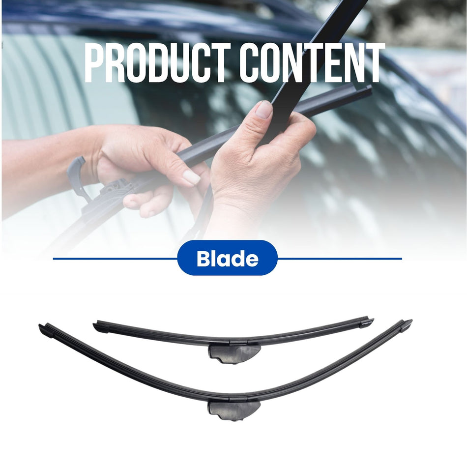 Silbak Premium Flat Wiper Blade compatible with Chevrolet Captiva Sport 2012-2015, Front Set of Two, Driver Side 24" (600 mm), Passenger Side 16" (400 mm)