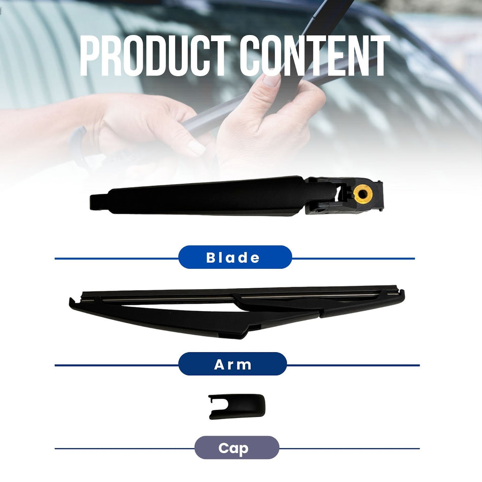 MAXTEL Rear Wiper Blade & Arm compatible with Toyota RAV4 2013-2018 240mm (9.45 in) 100% Compatible Quick-Clip Adaptor Graphite-Coated Wiper Strips 1-Year Manufacturer Warranty