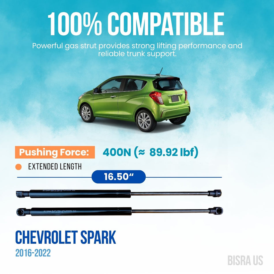 BISRA Trunk Gas Strut compatible with Chevrolet Spark 2016-2022 Rear Hatch Struts 400N 16.50in (419.1mm) Set of 2