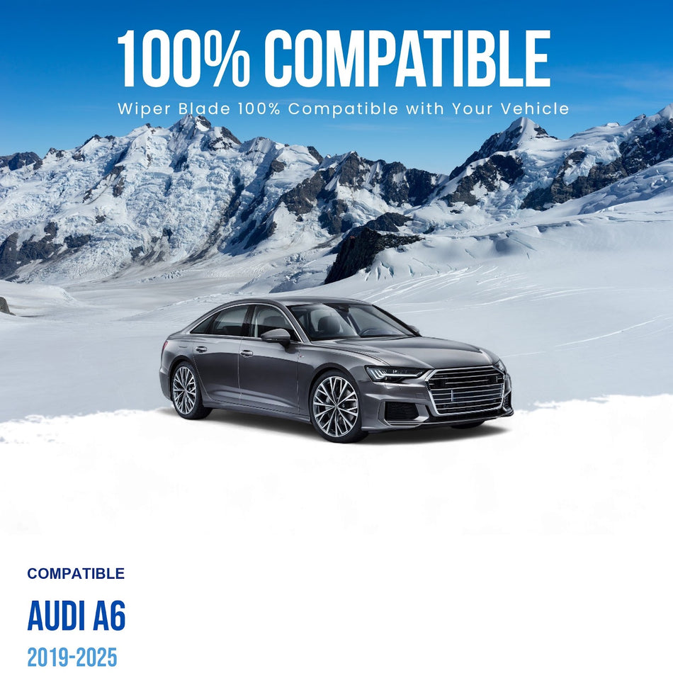 Silbak Front Wiper Blade Set, Compatible with Audi A6 2019-2025, Driver Side 25" (635mm), Passenger Side 20" (500mm) (OEM: 4K1998002C)