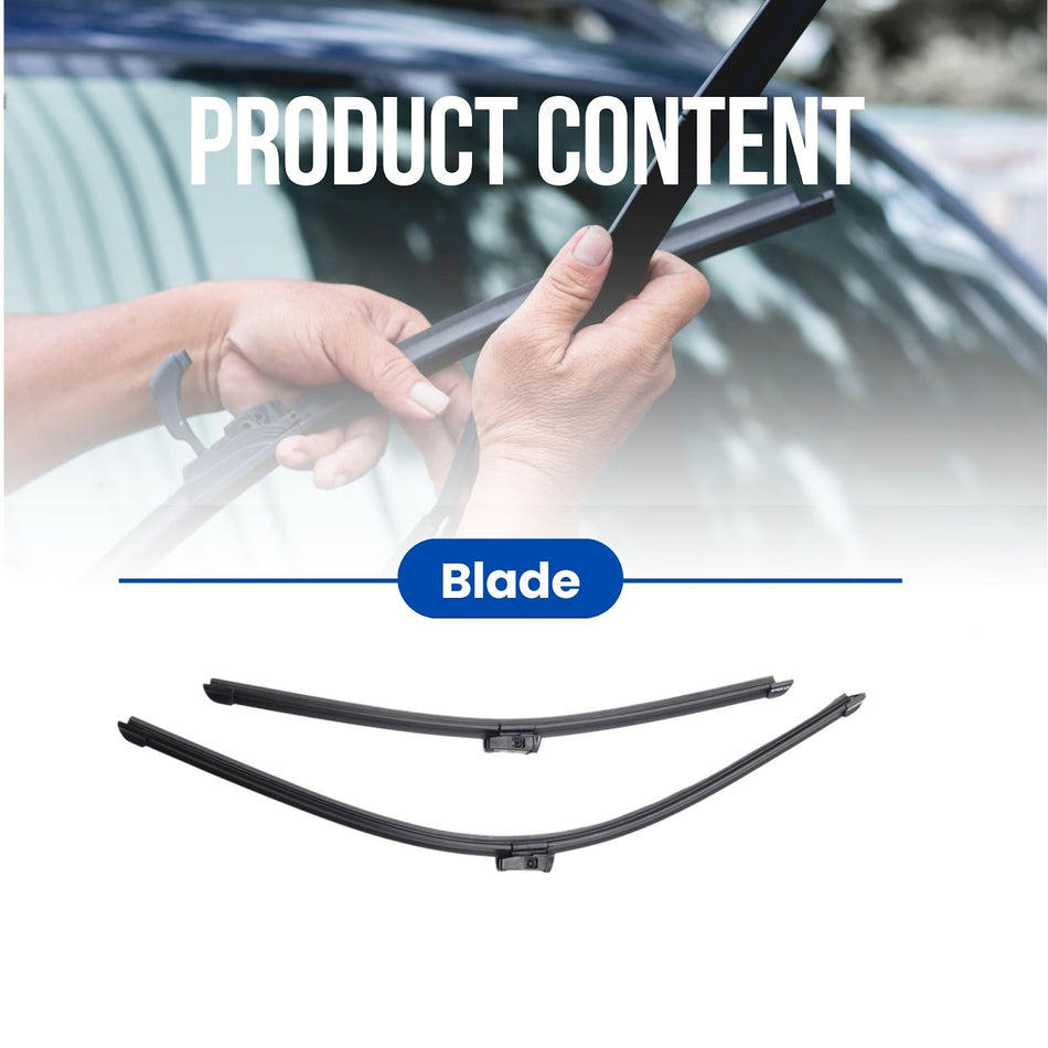 Silbak Flat Wiper Blade compatible with Buick LaCrosse Sedan 2017-2019, Front Set of Two, Driver Side 26 in (650 mm), Passenger Side 18 in (450 mm)