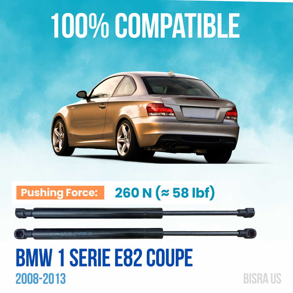 BISRA Trunk Gas Strut, Compatible with BMW 1 Series E82 Coupe 2008-2013, 260N Lift Support (OEM: 41627166758)