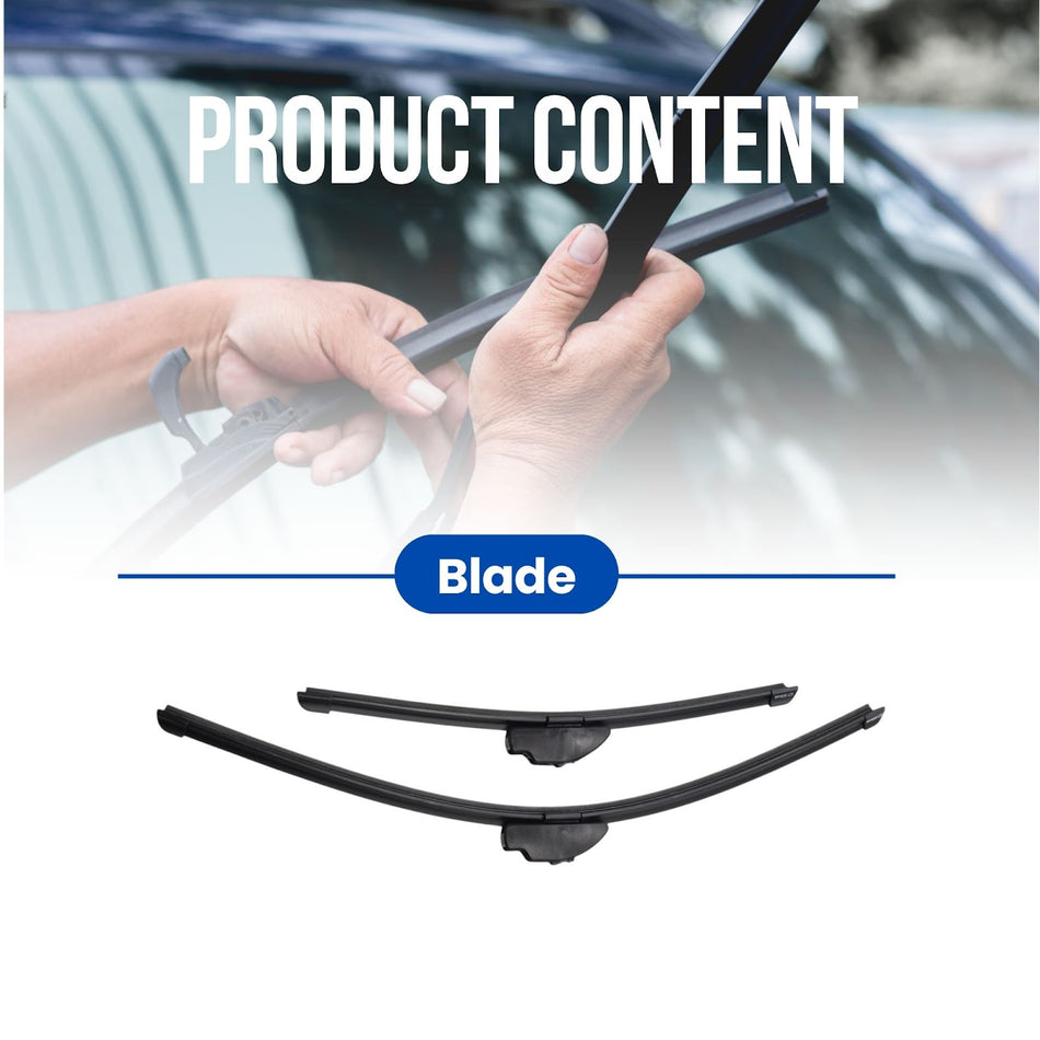 Silbak Muson Pro Flat Wiper Blades Compatible with Nissan Pathfinder R52 2013-2020 Front Driver Side 26 in (650 mm) Passenger Side 17 in (430 mm) 2-Piece Set