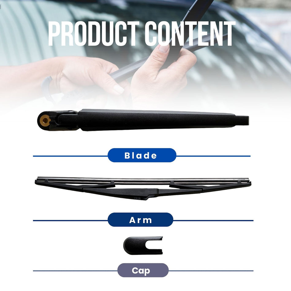 MAXTEL Rear Wiper Blade & Arm compatible with Hyundai Tucson 2016-2020, 13.78 in (350MM), Black, 100% Compatible, Quick-Clip adaptor, 1-Year Manufacturer Warranty