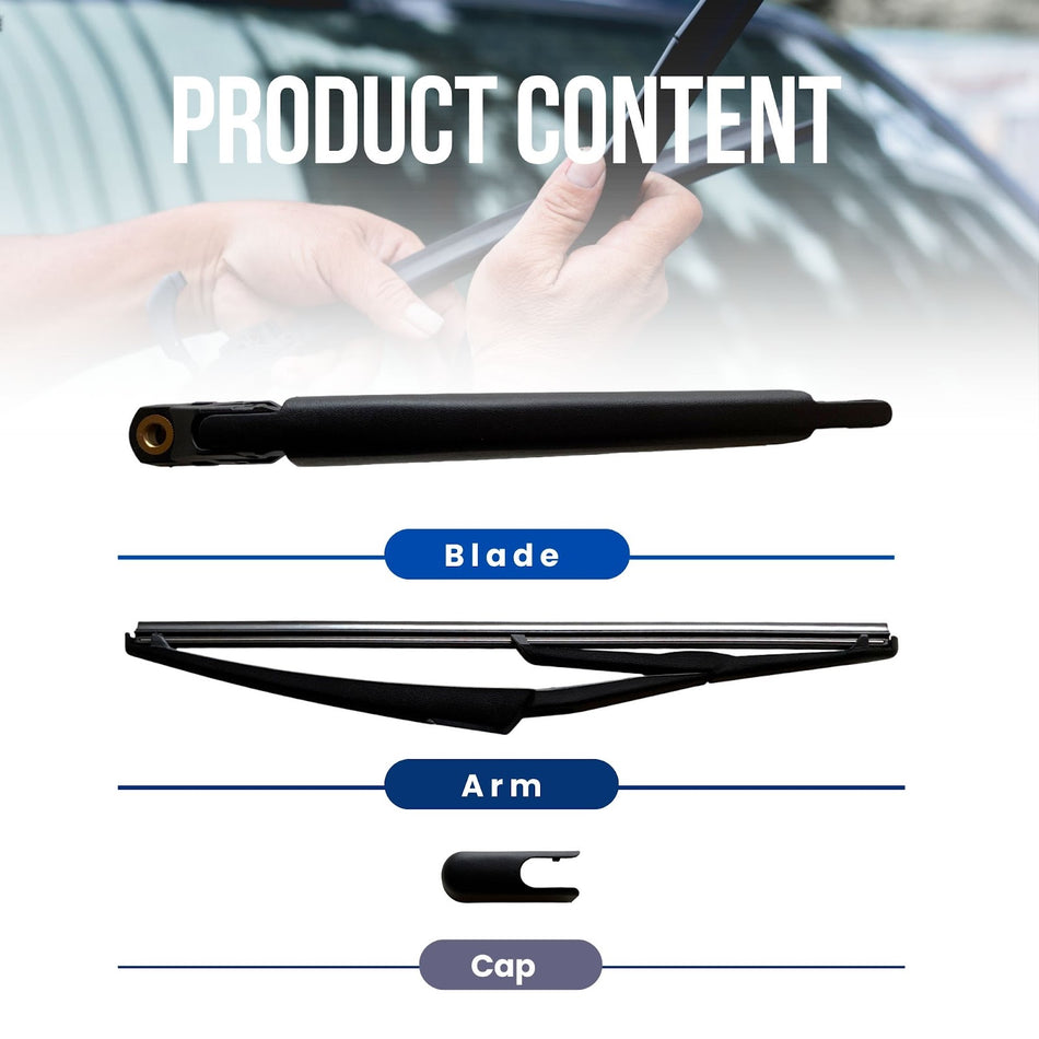 MAXTEL Rear Wiper Blade & Arm compatible with Nissan Qashqai J11 2017-2021, 11.81 in (300 mm) Black, 100% Compatible, Quick-Clip Adaptor, 1-Year Manufacturer Warranty