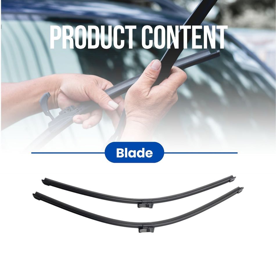 Silbak Muson Pro 2-Piece Flat Wiper Blade Set compatible with Mercedes-Benz GLE-Class 2015-2018 Driver Side 26 in (650 mm) Passenger Side 23 in (580 mm) A1668201045