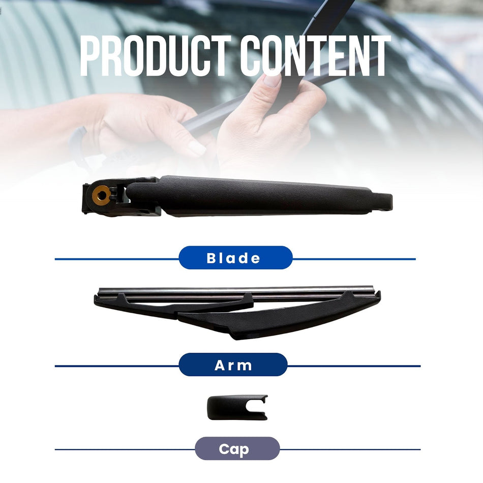 MAXTEL Rear Wiper Blade & Arm Compatible with Toyota Corolla iM 2016-2019, 7.68 in (195 mm), Quick-Clip Adaptor, Graphite-Coated Wiper Strips, Black, 1-Year Manufacturer Warranty
