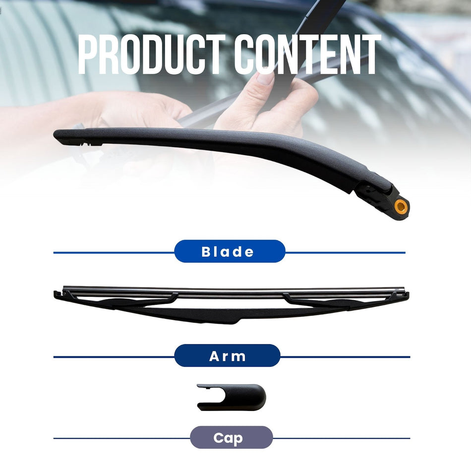 MAXTEL Rear Wiper Blade & Arm compatible with Volvo XC90 2011-2014, Black, Size 13.78 in (350 mm), 100% Compatible, Quick-Clip Adaptor, 1-Year Manufacturer Warranty